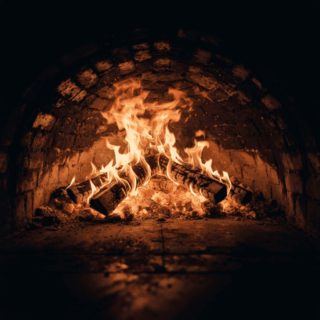 Brick oven fire